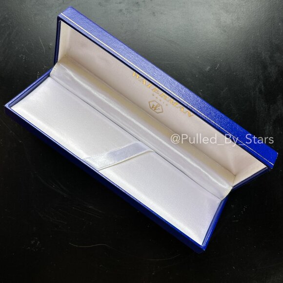 WATERMAN PARIS Vintage Royal Blue & Gold Satin Lined Fountain Pen Case Box - Picture 9 of 15